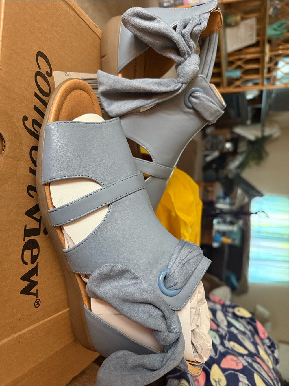 New comfortview Light Blue Tie-Back Open-Toe Sandals - Picture 2 of 3